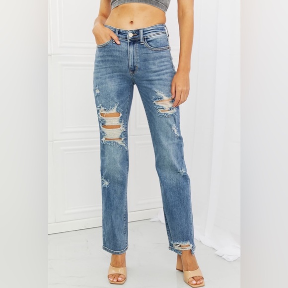 Judy Blue Jeans Flash Sale Judy Blue Bella Distressed Straight Leg